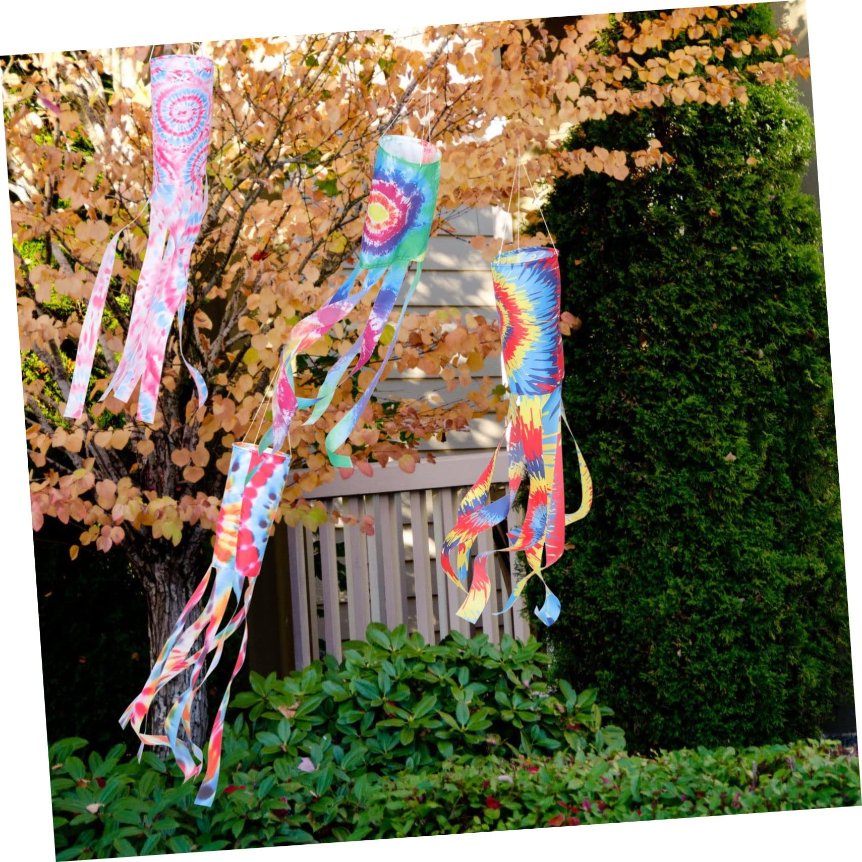 4pezzi Maniche Vento Bandiera Tie-Dye Decorazioni Uniche per Feste e Festival Realizzate in Poliestere per Esterni