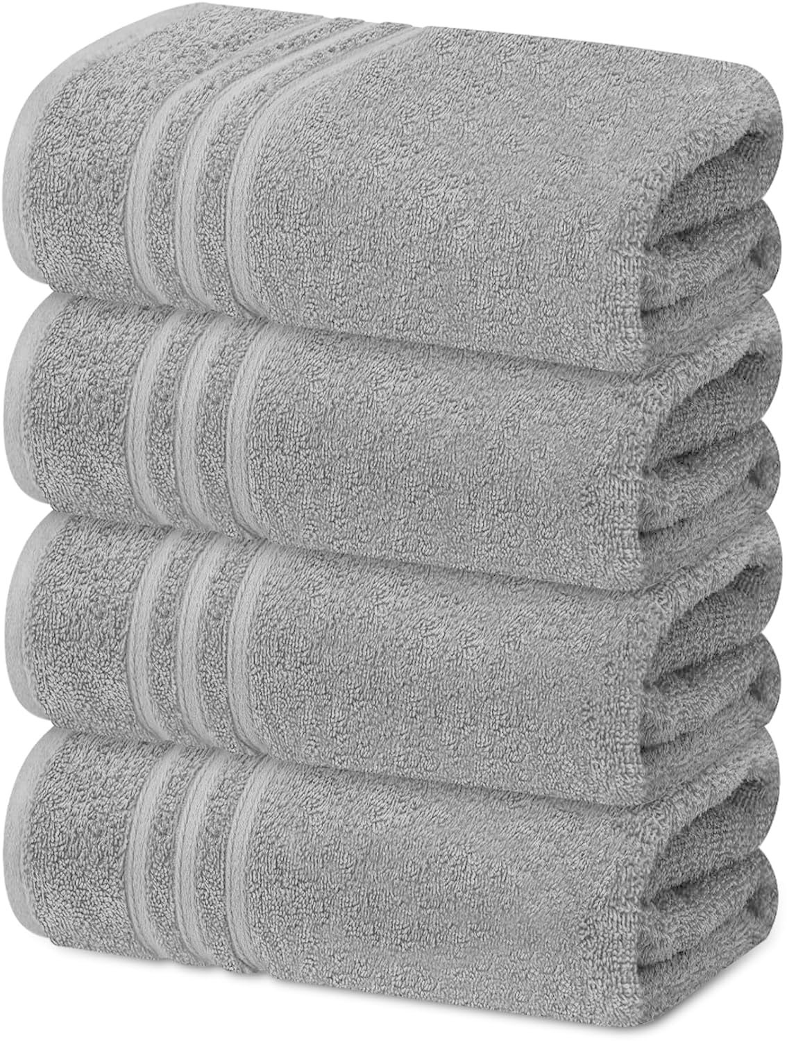Textile Do Silver 4 X Large Bath Towels 100% Egyptian Cotton High Absorbent 500 Gsm Hotel Quality Jumbo Bath Towel Set (4, )
