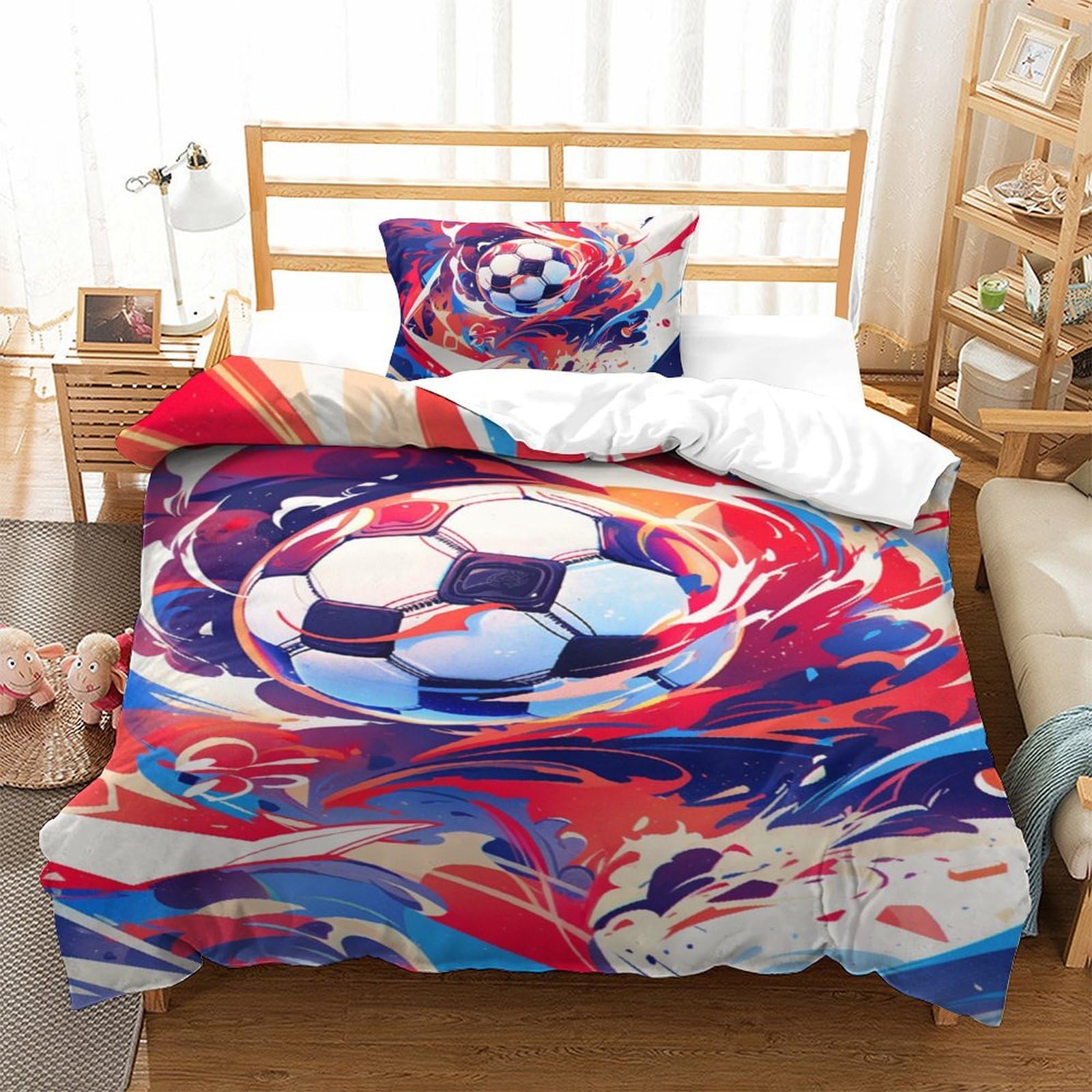 Housse de couette football 135x200 microfibre pour lit simple