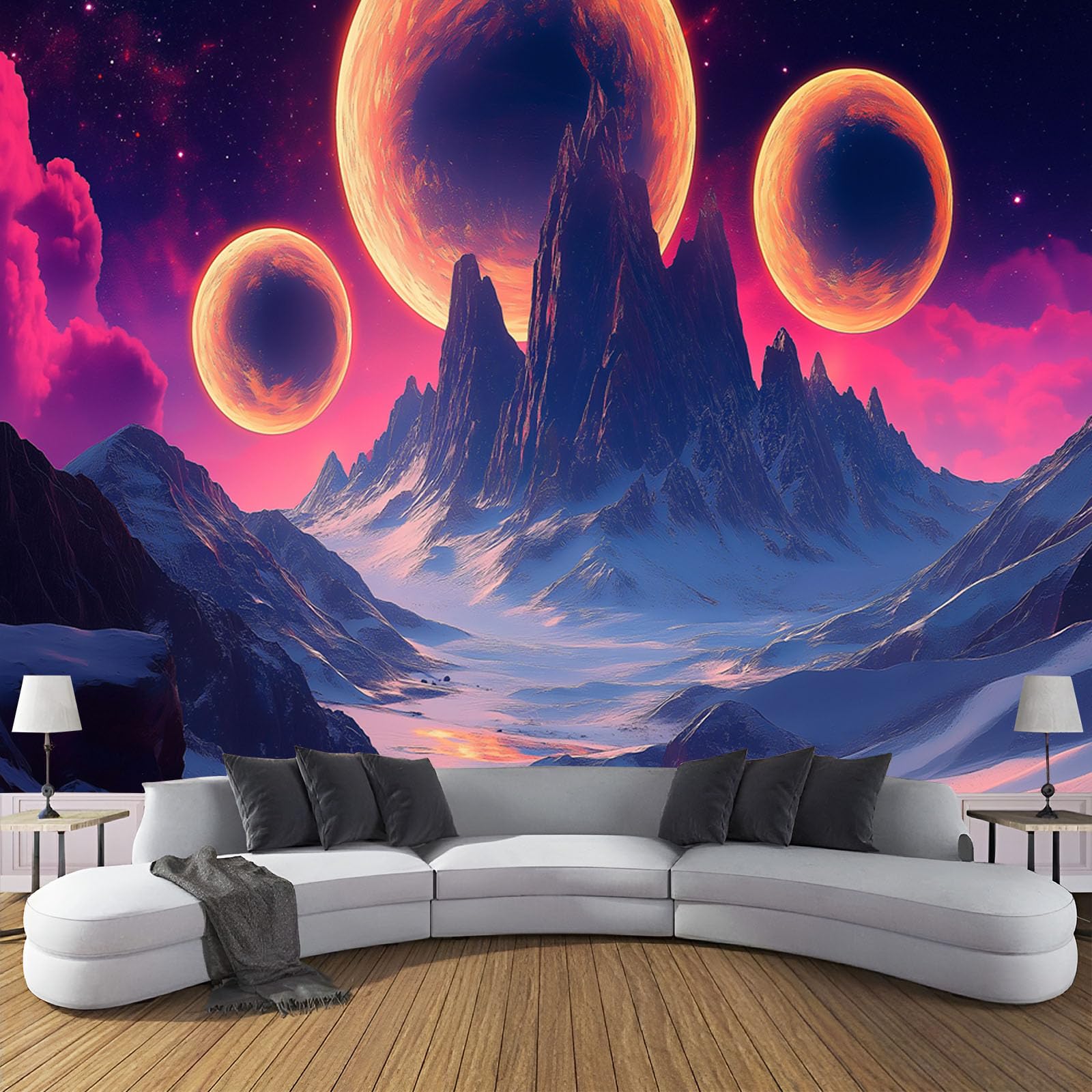 Papier Peint Panoramique Planète pour Agrandir une Pièce et Décorer le Fond de Canapé