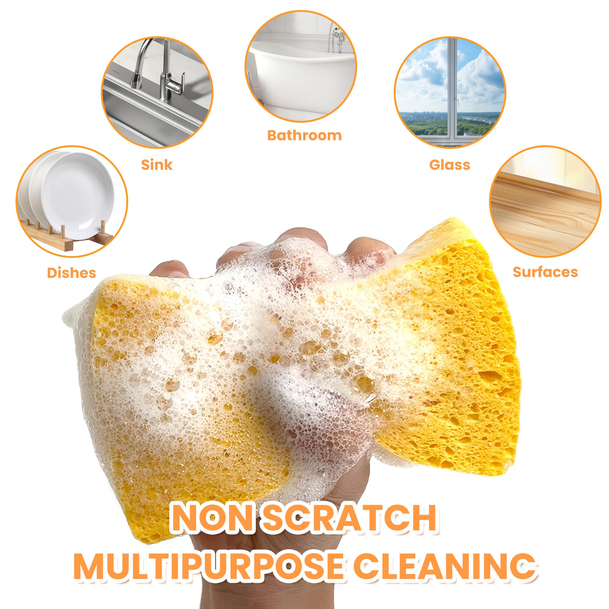 8 esponjas de cocina desplegables, esponjas naturales antiarañazos, esponjas de celulosa comprimida francesa para platos de cocina, baño, coches, esponjas de limpieza ecológicas, resistentes a