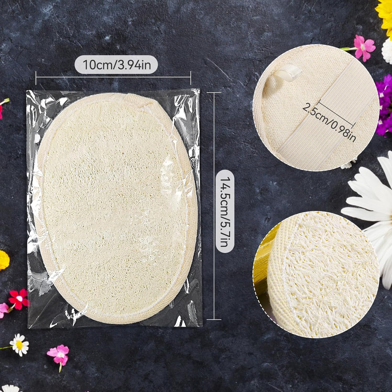 (50 Pcs) Kheoxusa Loofah Individually Wrapped,Individually Wrapped Loofahs,Individually Wrapped Loofah Exfoliating Body Scrubbers,Natural Loofah Luffa Pad Sponges Pouf Brush for Travel Bath Shower Spa