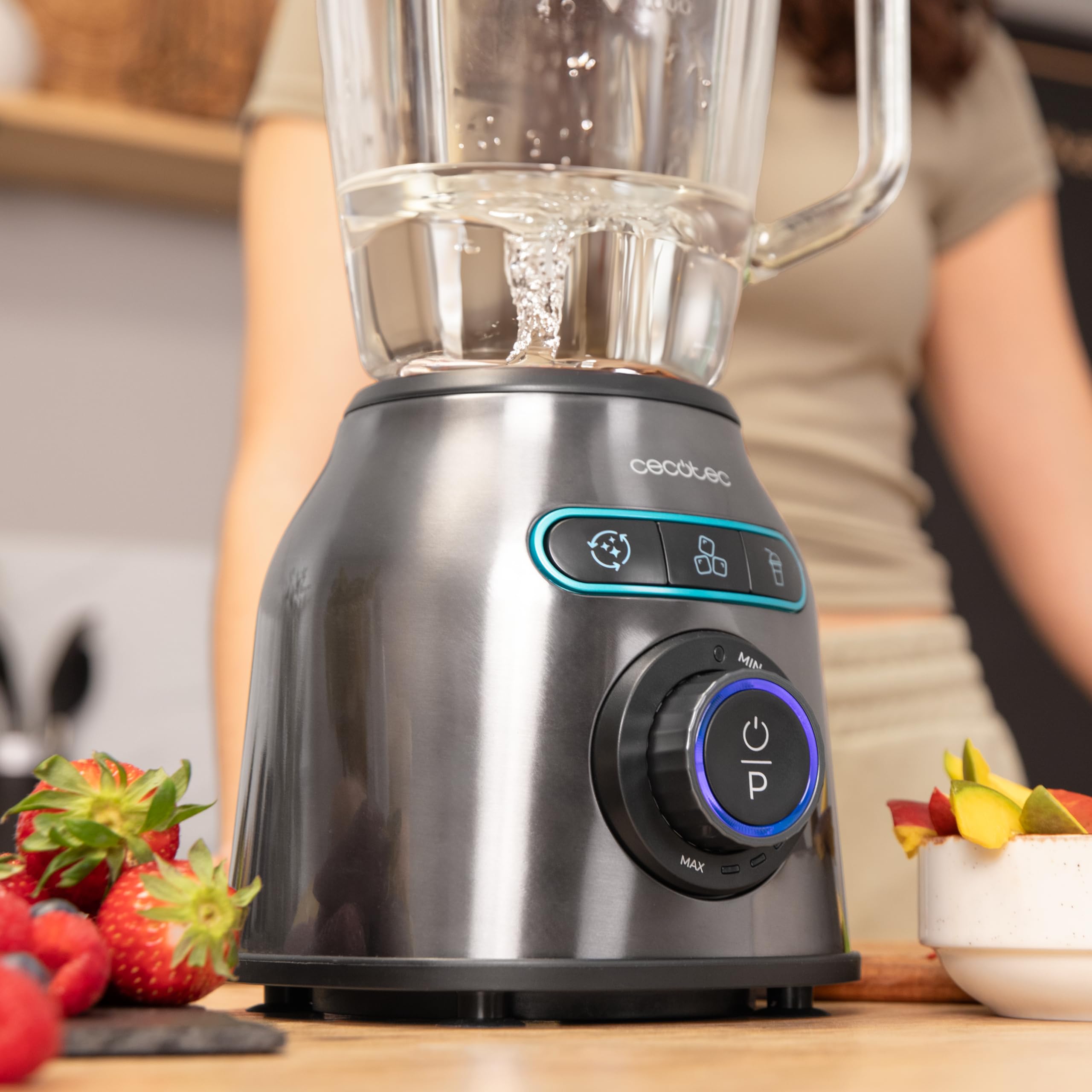 Cecotec Mixeur Blender Power Black Titanium 2200MAX Prodigy. 2200 W, 6 Lames en Acier Inoxydable, Hache-glace, Fonction Turbo, Fonction Smoothie, Fonction AutoClean