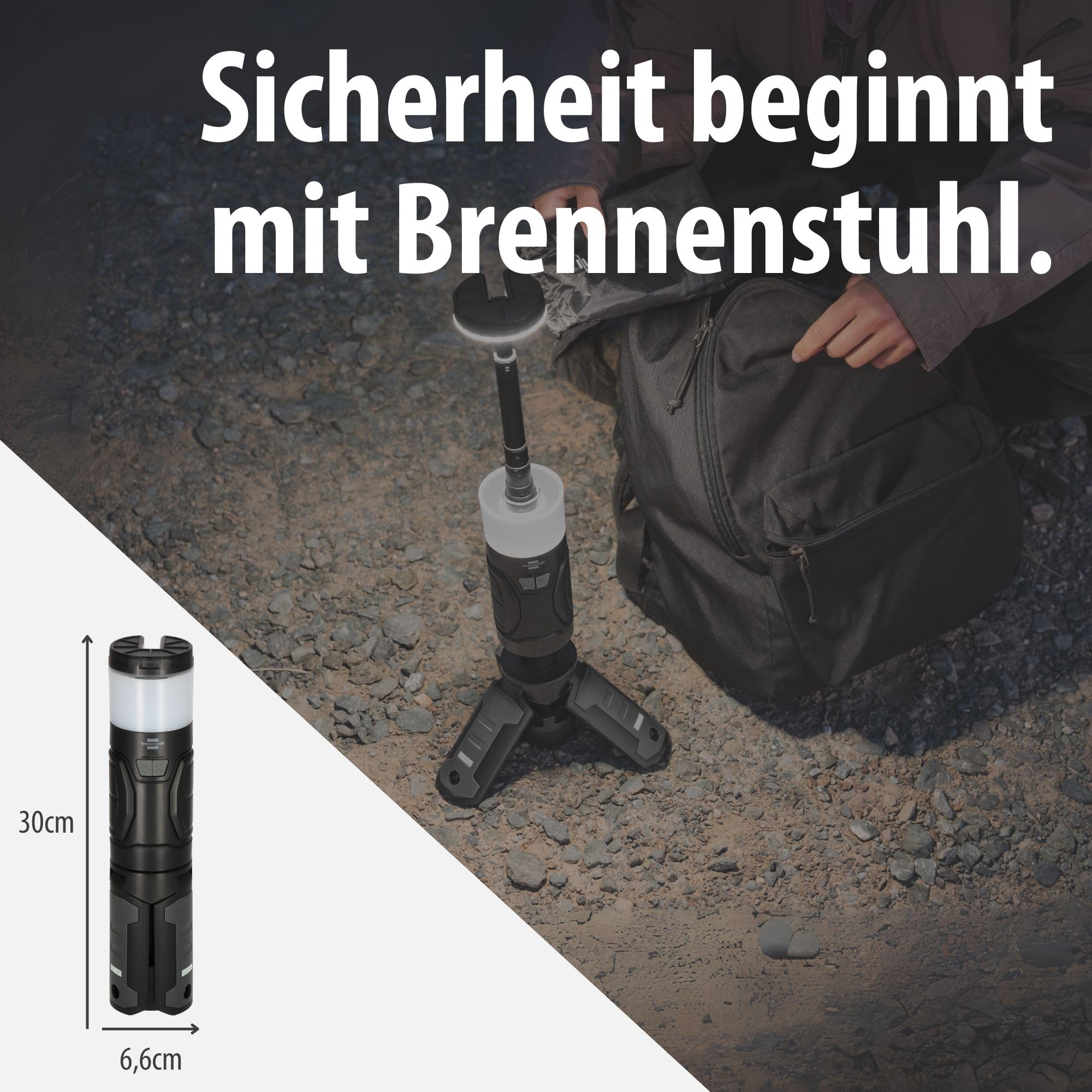 Brennenstuhl Akku LED Outdoor Lampe UL 400 AT | Campinglampe 400lm, IP44, bis zu 24h Leuchtdauer, dimmbar, Farbtemperatur einstellbar, ausziehbar bis 1,03m, Powerbank