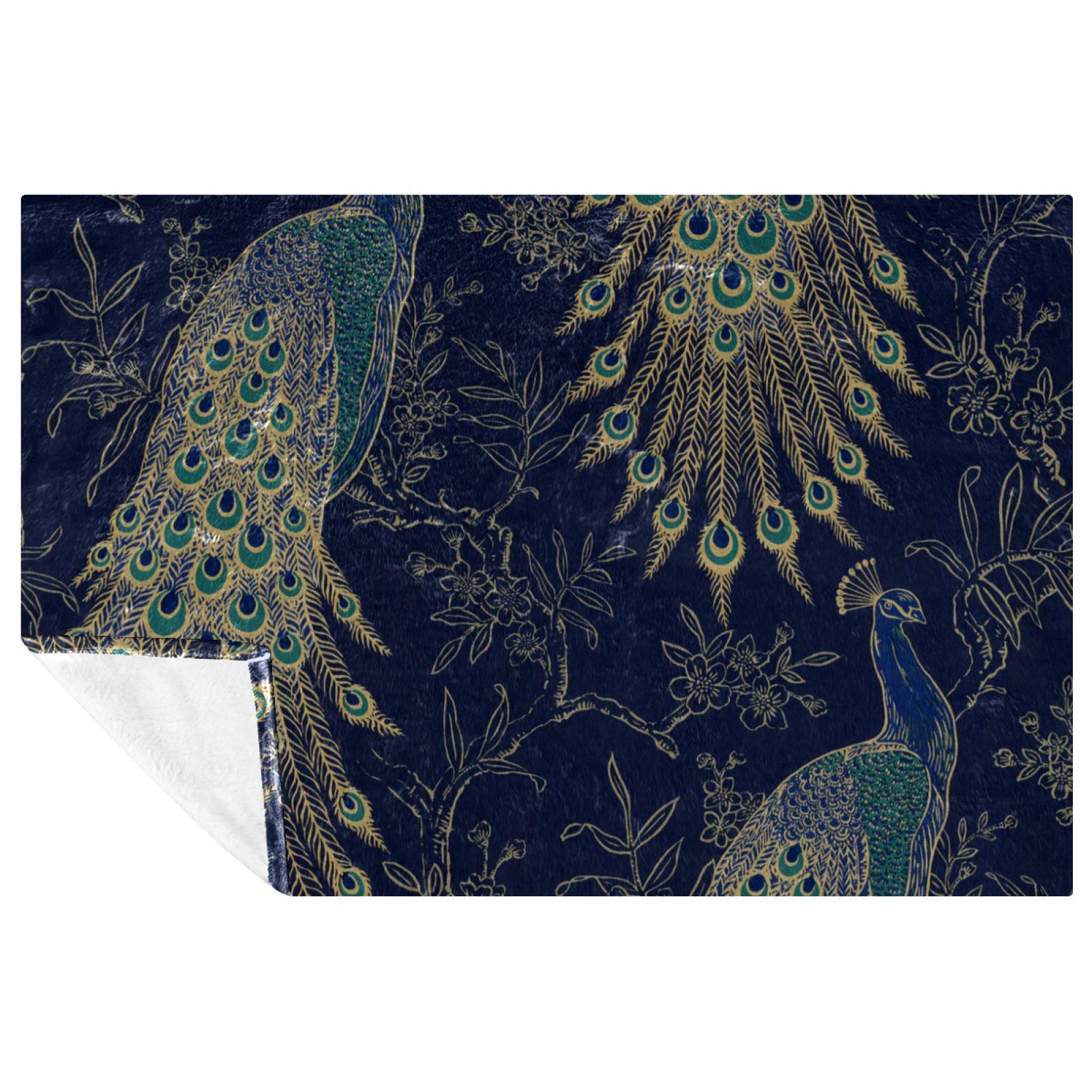 Bestideas Multicoloured Beautiful Peacocks On Branch Prints Soft Warm Cozy Blanket Throw For Bed Couch Sofa Picnic Camping Beach, 150 * 200Cm