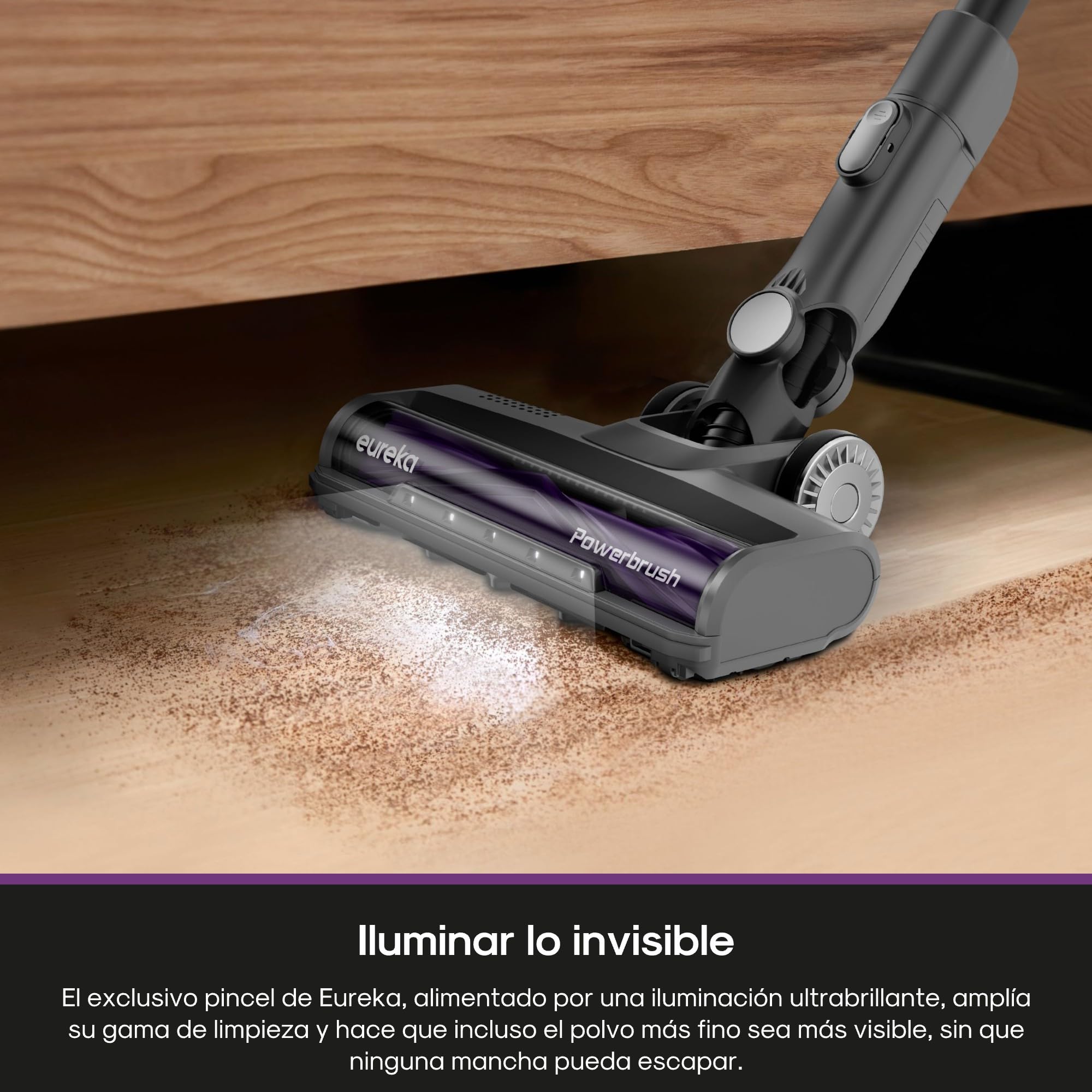 EUREKA ReactiSense 530 Escoba Aspiradora sin Cable 550W 38k Pa Aspirador Escoba Ligero con Tubo Plegable, Portatil y Versátil, 4 funciones en 1, Autonomía 60 min, Iluminación para Suelo Duro, Alfombra