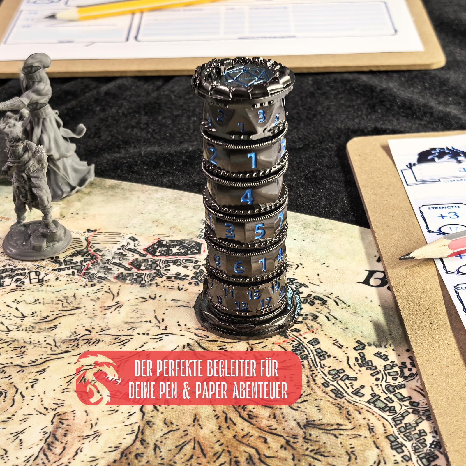 DND Jeu de dés rotatifs polyédriques en métal pour Jeu de rôle Donjons et Dragons (Bleu)