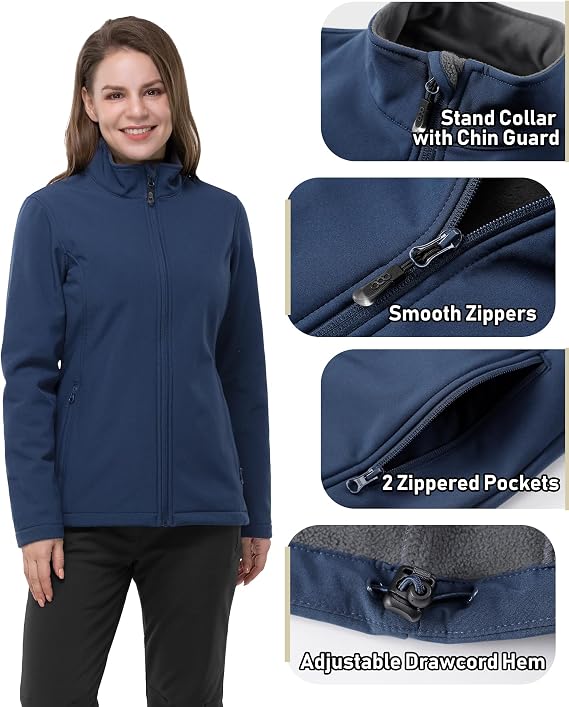 33000ft Women's Softshell Jacket Waterproof Fleece Lining Transition