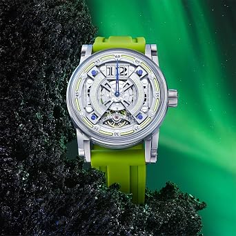 FEICE FM501 Automatic Mechanical Watch Skeleton Watch Titanium Steel 50M Waterproof Mens Wristwatch Luminous Analog Watches Silicone Strap