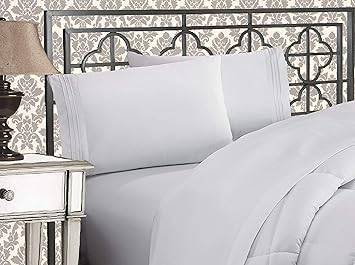 Elegant Comfort 1500 Premier Wrinkle & Fade Resistant Hotel Quality Ultra Soft Luxurious 4-Piece Bed Sheet Set with Deep Pockets, King White
