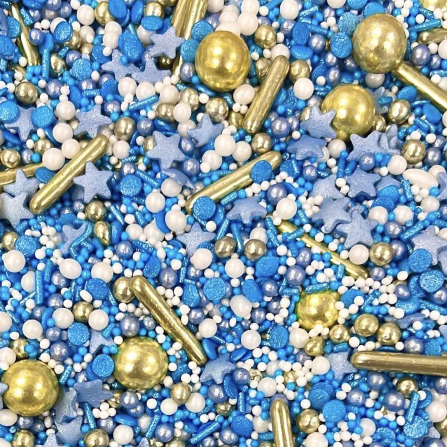 Blue gold white sprinkles Father's Day stars metallic pearls cupcakes cakes baking chocolate balls male boy cake baby shower baby boy SUPER DAD