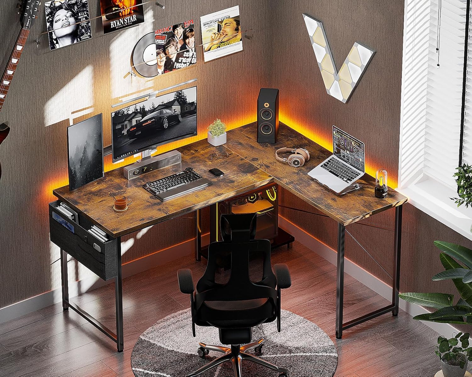 AODK L Shaped Desk, 50 Inch Computer Desk with Storage Bag, Reversible