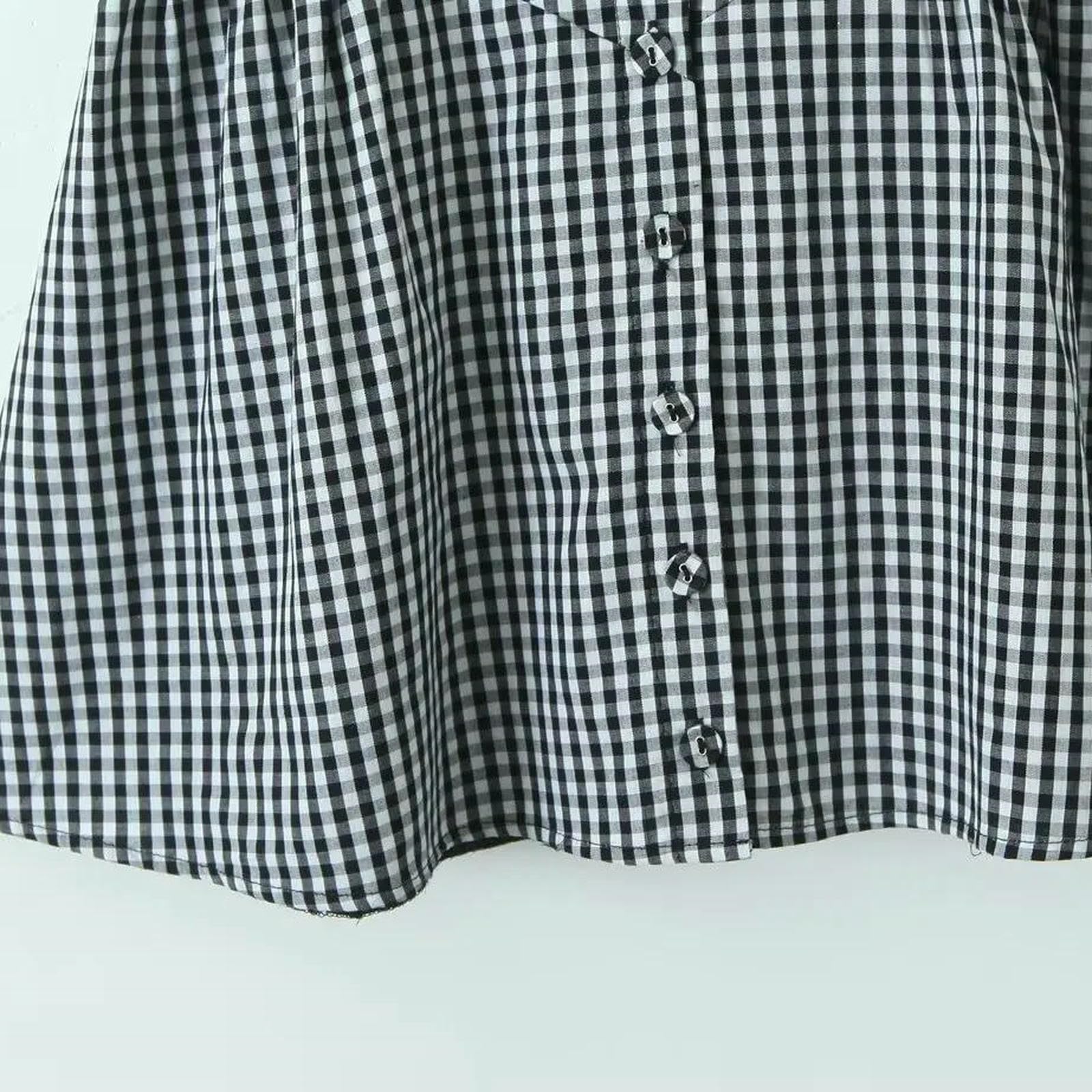 Sukienka damska letnia z przodu Button Plaid Sling Mini Cienkie Plastry V Neck Szyjka Lobility Sukienka w kształcie litery A Folmes Bawełniana sukienka-Czerwona-m