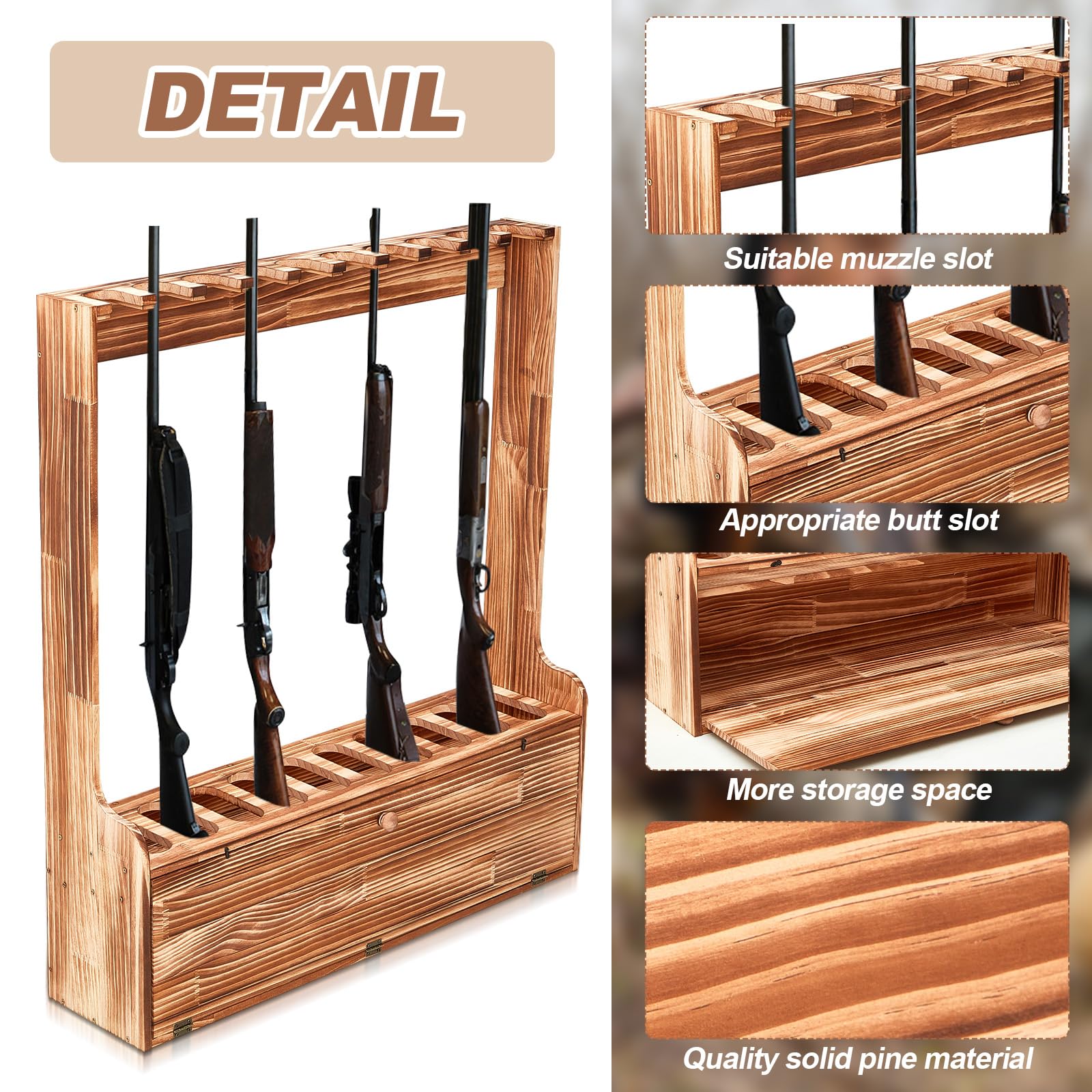 Snapklik.com : Soaoo Gun Racks Holds 10 Long Guns Wooden Rifle Rack ...