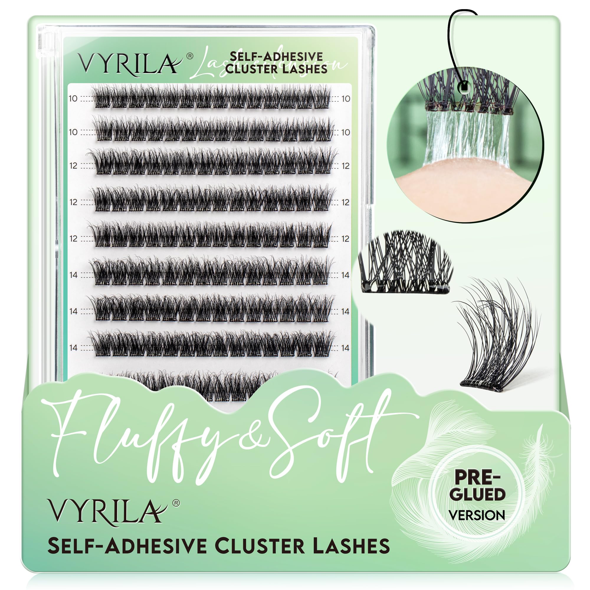 Self-Adhesive Lash Cluster 140pcs Pre-Glued Clusters Pop-On Faux Eyelashes 3D Band D Curl Natural Look Lahses Easy to
