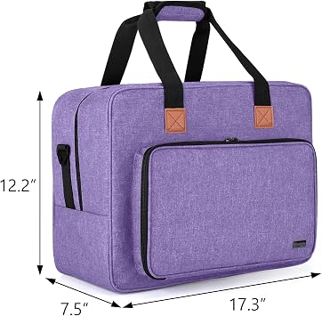 Luxja Sewing Machine Bag with Double Layer Sewing Accessories Organizer Bundle, Purple