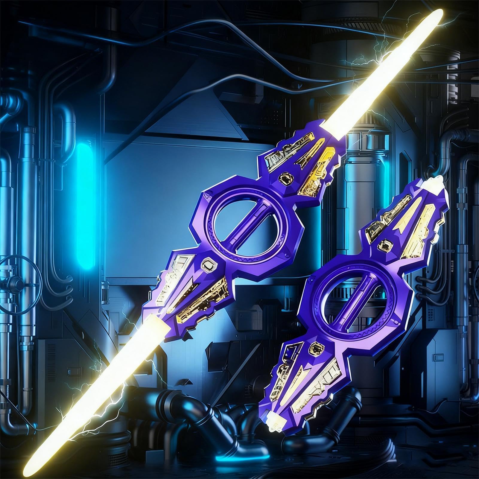 Générique Lumineux avec Son – Lumineux à Double Lame de Couleur Arc-en-, rétractables 7 Couleurs | Ssabre, de Combat FX Dueling pour garçons
