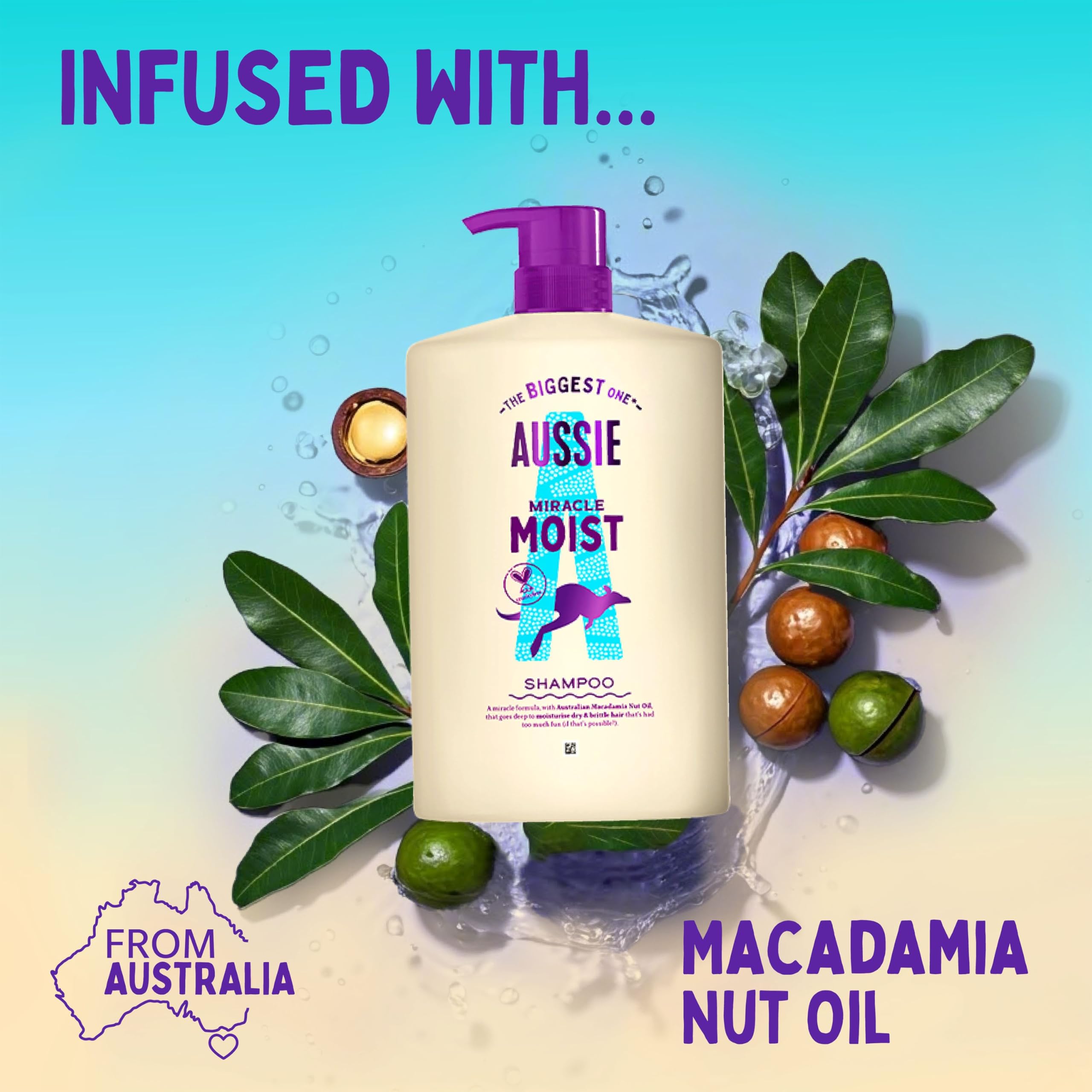 Aussie Miracle Moist Shampoo 1L, XXL Value pack. Moisturizing Formula to Revive & Restore Damaged, Brittle and Dry Hair. With Australian Macadamia Nut Oil, Cruelty-Free - 4