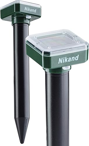 Miniatura 10 de NIKAND Repelente solar ultrasónico de topos, paquete de 4 unidades disuasorias para exteriores, tapón de topos para césped, jardín, patio, hogar