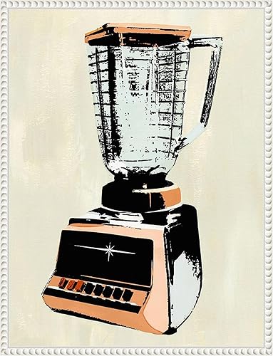 Amanti Art Framed Canvas Wall Art 24x18 Retro Kitchen Appliance I by Annie Warren, Framed Wall Art Canvas, Still Life Artwork, Traditional Decor,