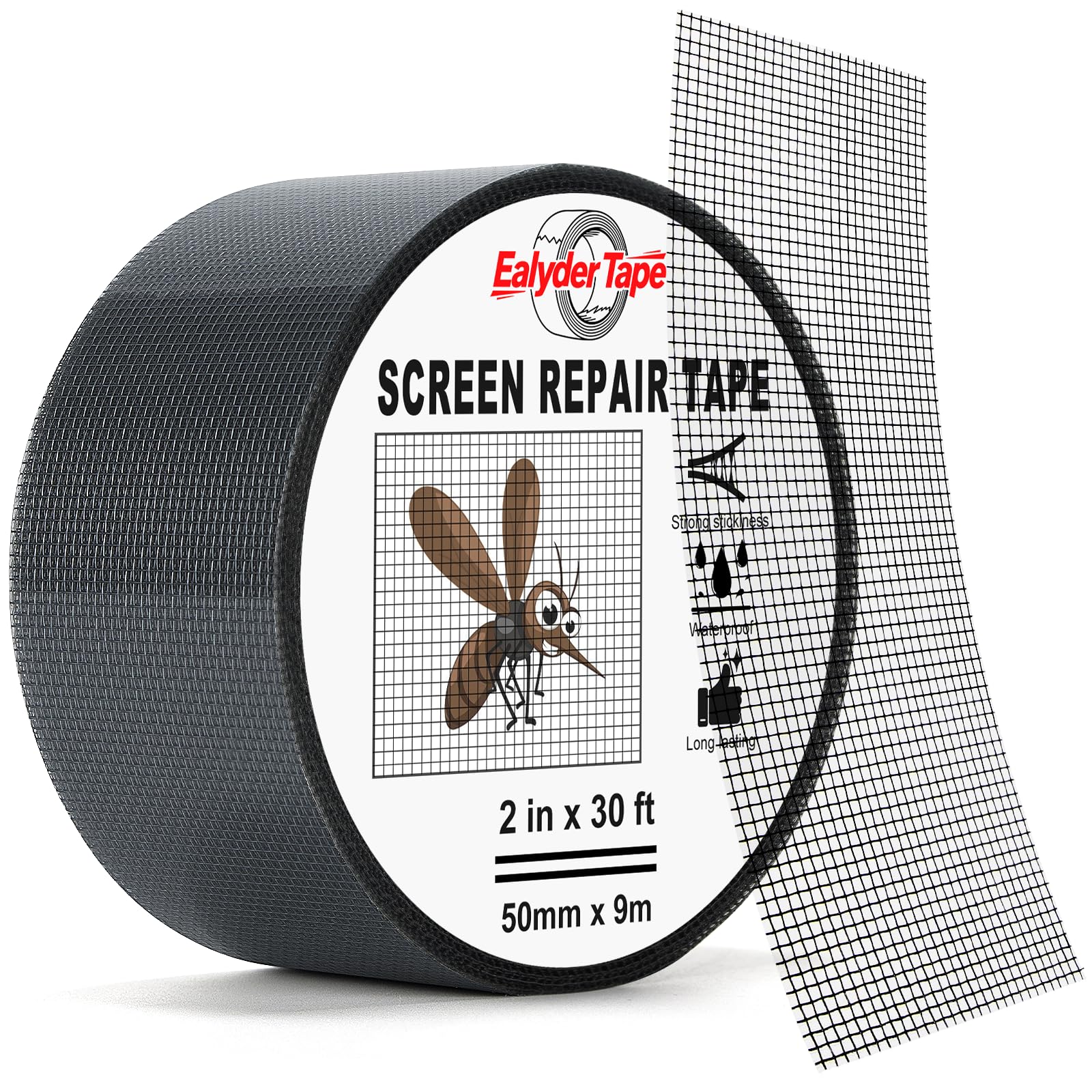 Photo 1 of ***SEALE***Ealyder Tape 2? X 30 FT Black Window Screen Repair Tape, Strong Adhesive Fiberglass Mesh Patch for Window & Door Screen Tears