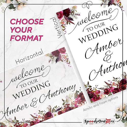 Miniatura 6 de SPEEDYORDERS Letrero de boda con temática de rosas, letrero de bienvenida de boda, póster de recepción de boda, letreros de boda para ceremonia