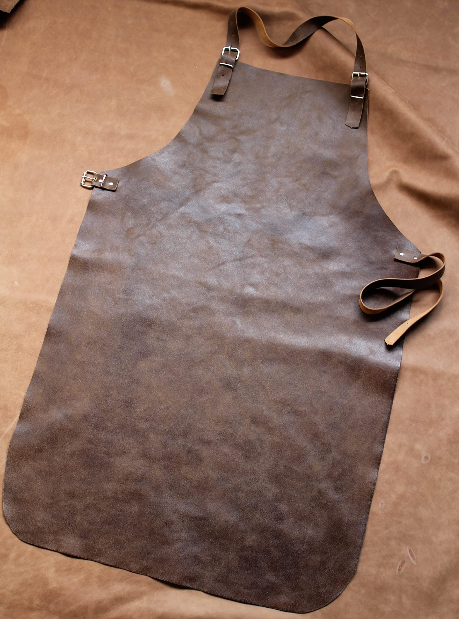 Beau tablier de soudeur solide en cuir véritable, comme travail, de menuiserie, de soudeur – antique vachette marron/cognac
