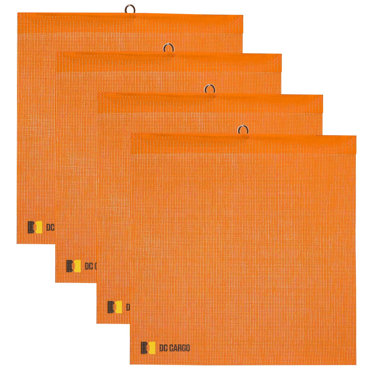 DC Cargo Mall Safety Flags – 2 Pack, 18"x18" Orange Mesh with Wire Loop – Trailer Oversize Load Warning Flags