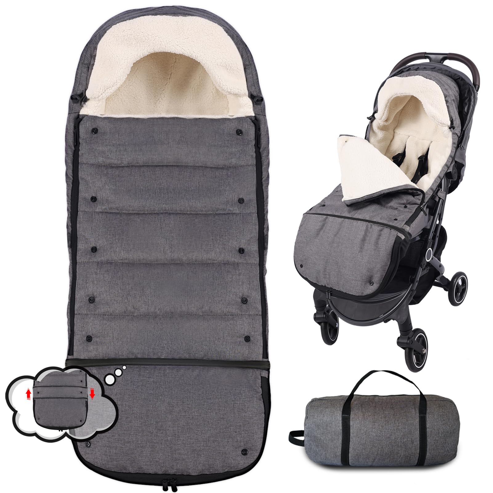 Sacco Passeggino Invernale Universale,110cm Lunghezza,Impermeabile