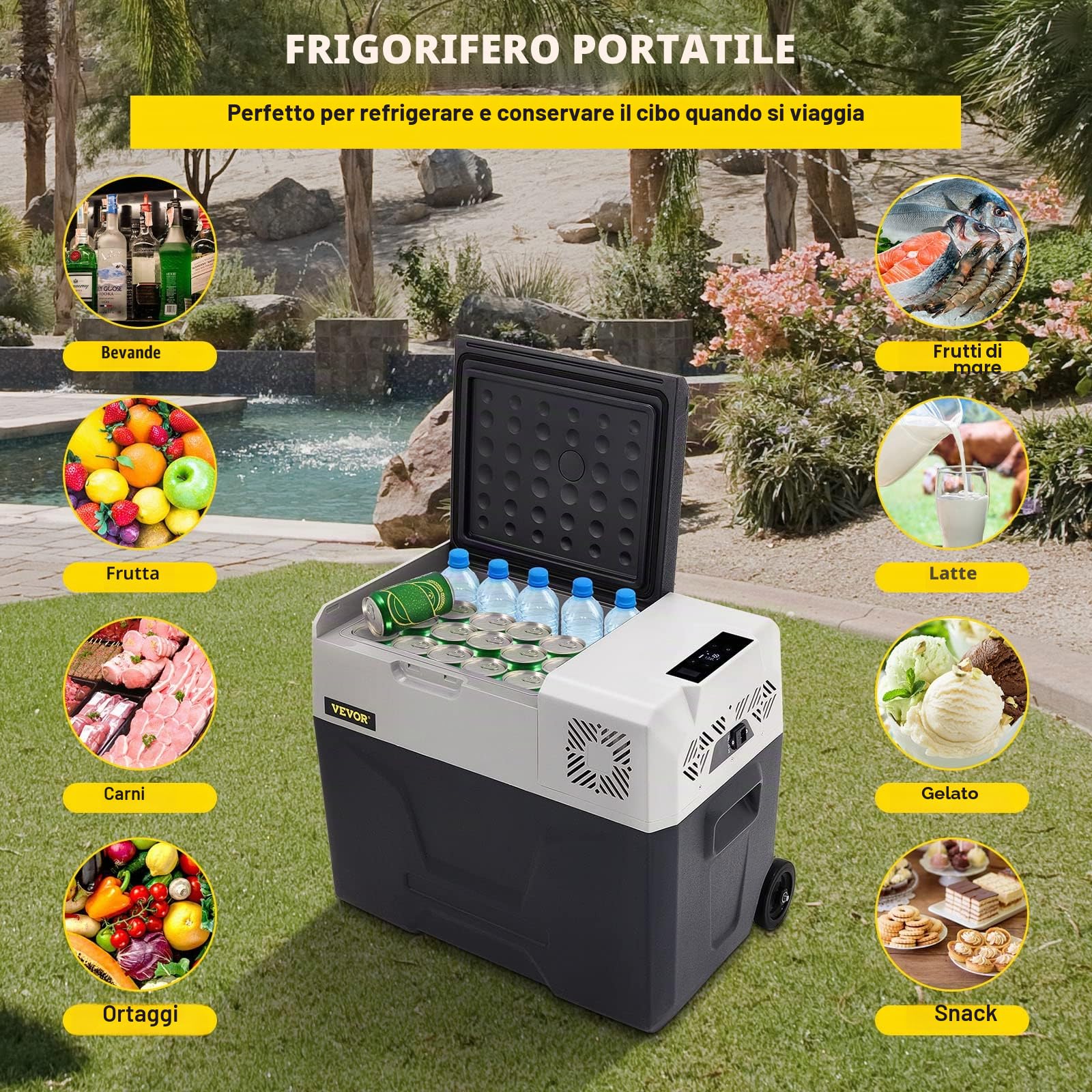 VEVOR Mini Frigorifero Portatile per Auto 40L, con Schermo LCD Digitale, 220 V Mini Frigorifero Congelatore, Congelatore per Frigorifero Portatile da -20 a 20 Gradi C