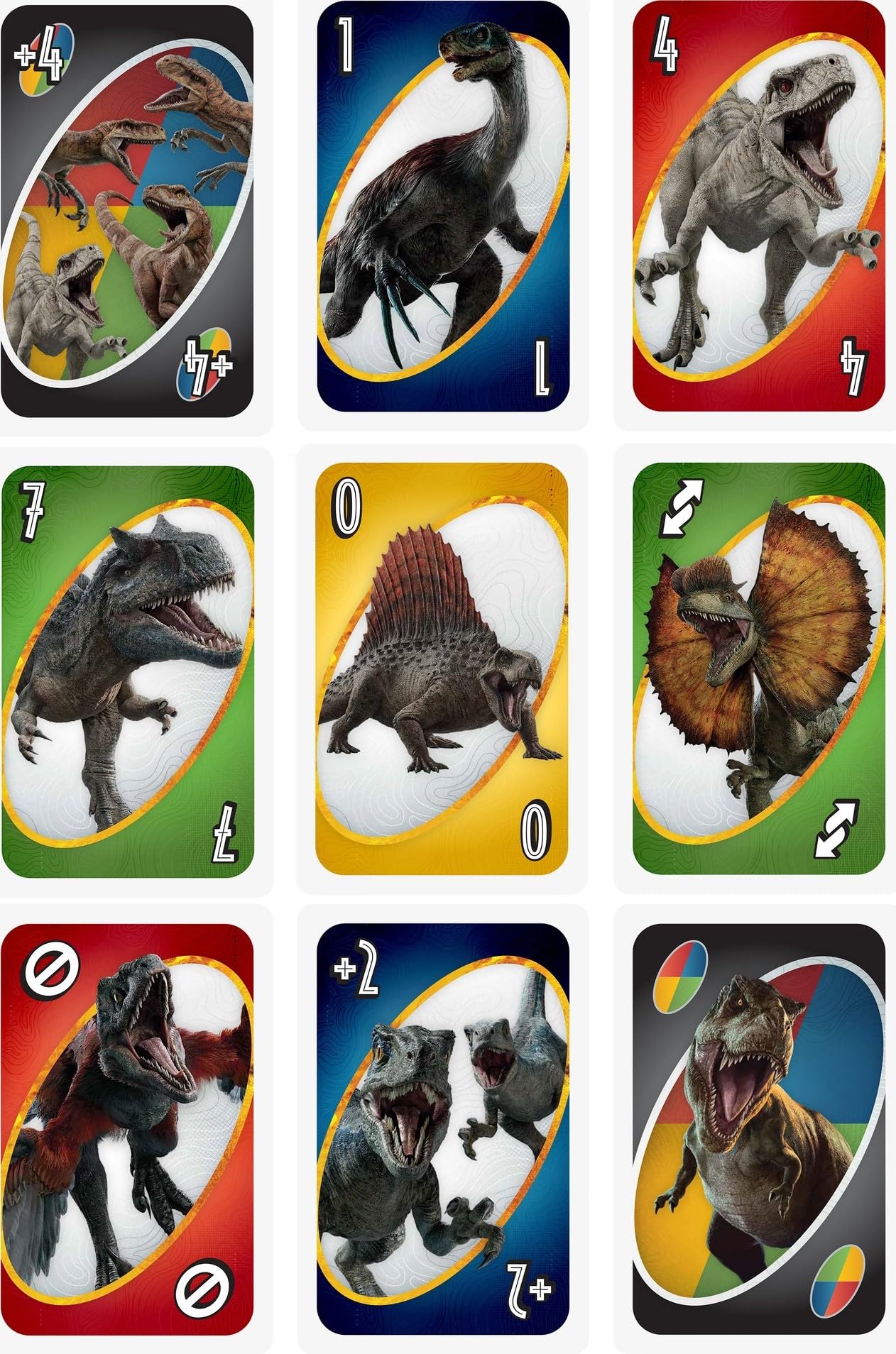 Giant UNO Jurassic World Dominion Card Game with Oversized Movie-Themed Cards, 2 to 10 Players, Gift for Ages 7 Years & Older