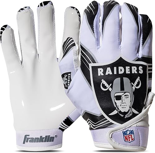 Miniatura 32 de Franklin Sports - Guantes de receptor de fútbol americano juvenil de la NFL, par de guantes de fútbol para niños con logotipos de equipos de la NFL