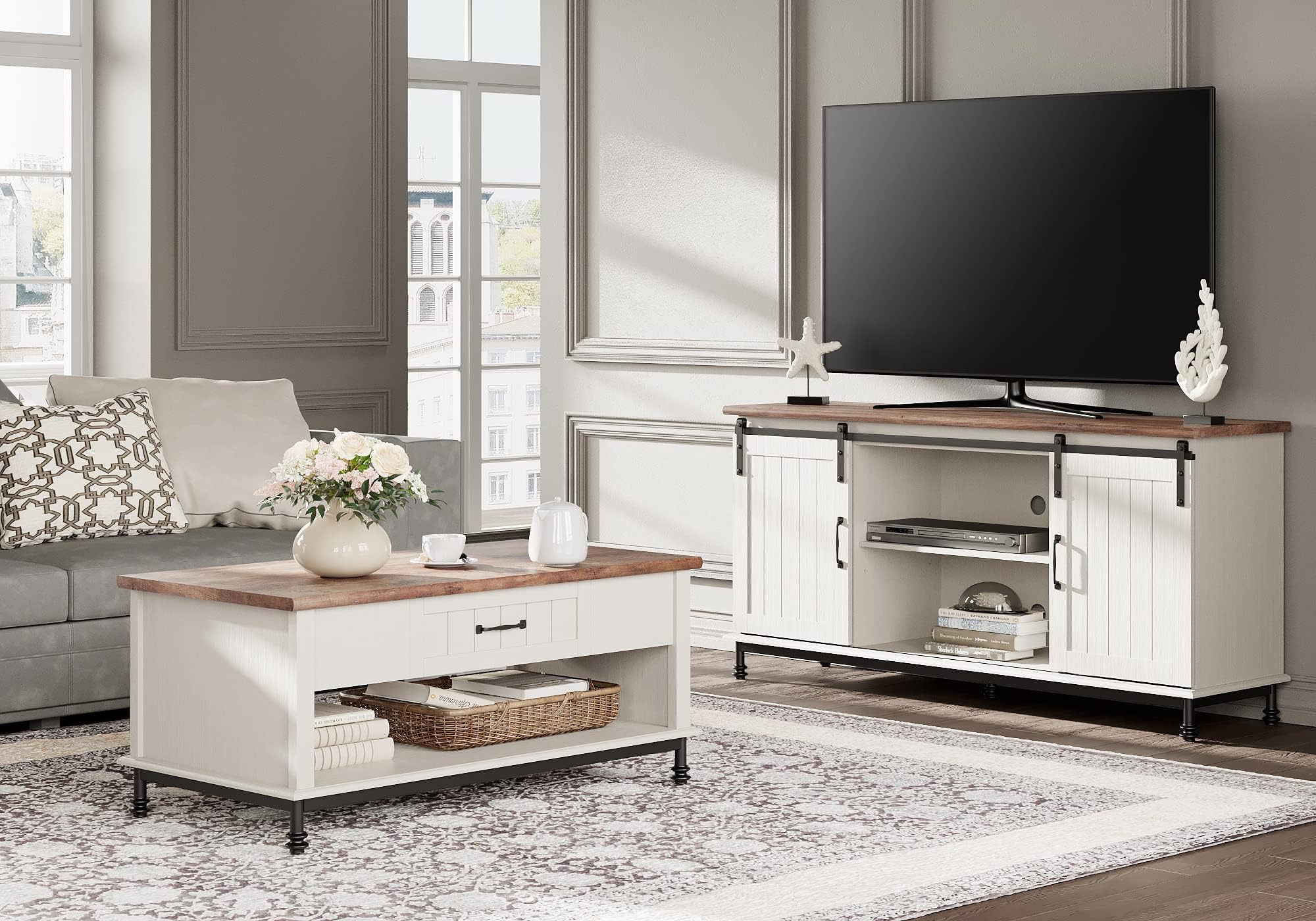 Wampat Kitchen Table 3-Piece Farmhouse Coffee Table Set W