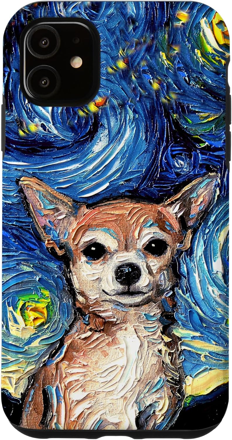 Tan Short Hair Chihuahua Starry Night Artwork Dog Lover Gift Case for iPhone 11