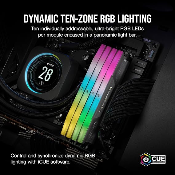 CORSAIR VENGEANCE RGB 64GB (2X32GB) DDR5 6000MHz CL30 AMX EXPO Ram - CMH64GX5M2B6000Z30