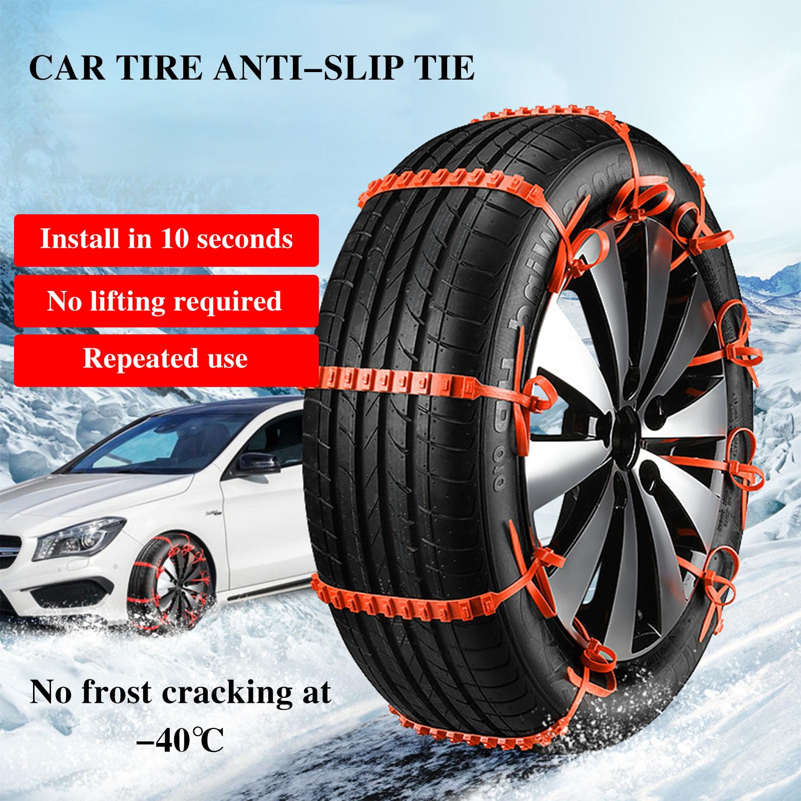 Catene da Neve Antiscivolo Universali Regolabili 10 Pezzi per Auto Camion SUV