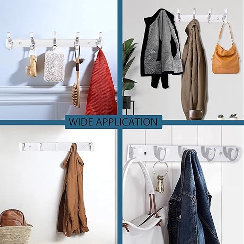 Miniatura 2 de ALZARDO Paquete de 2 percheros resistentes para montar en la pared, estante de acero inoxidable con 5 ganchos en forma de L para abrigos, toallas,