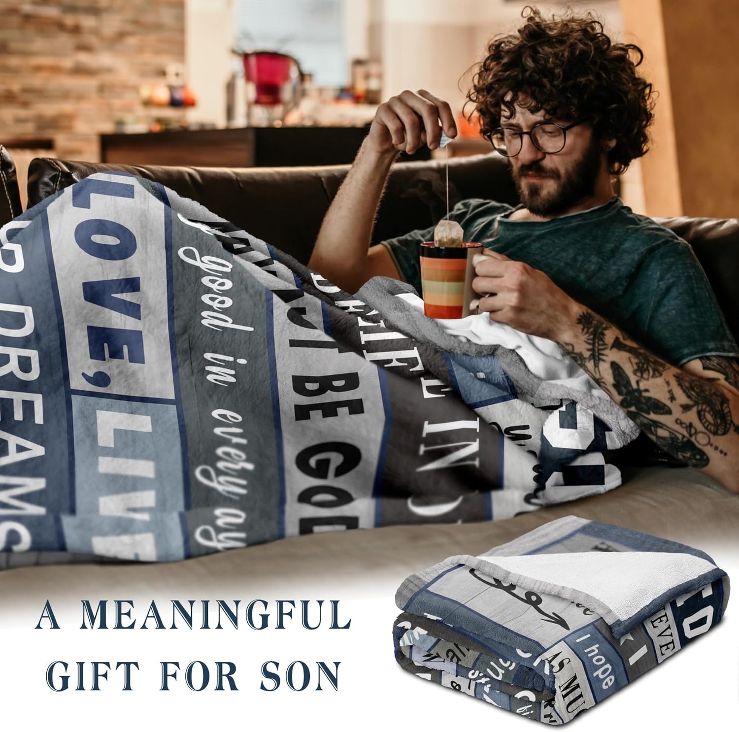 Gifts for Son Blanket from Mom Dad - Son Christmas Birthday Gift Adult - Ultra Soft Plush Throw Present Ideas for Bedding Sofa - 60"x50"
