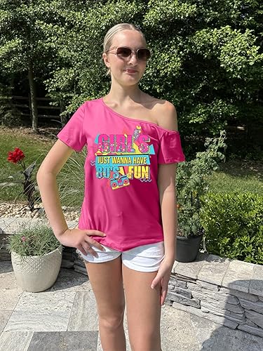 Miniatura 5 de Traje de los años 90 y 80 para mujer, camiseta de discoteca de fiesta temática de los años 80, tops con hombros descubiertos, parte superior vintage