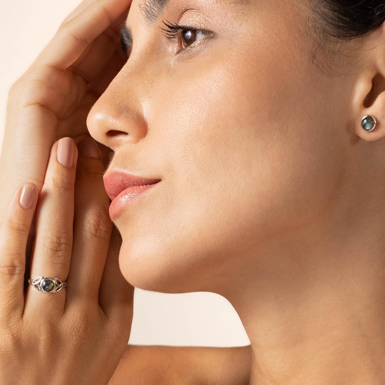 Silvershake 6MM Round Shape Cabochon Stones or Inlay White Gold Plated or Yellow Gold Plated 925 Sterling Silver Bezel Set Stud Earrings Jewelry for Women or Teens