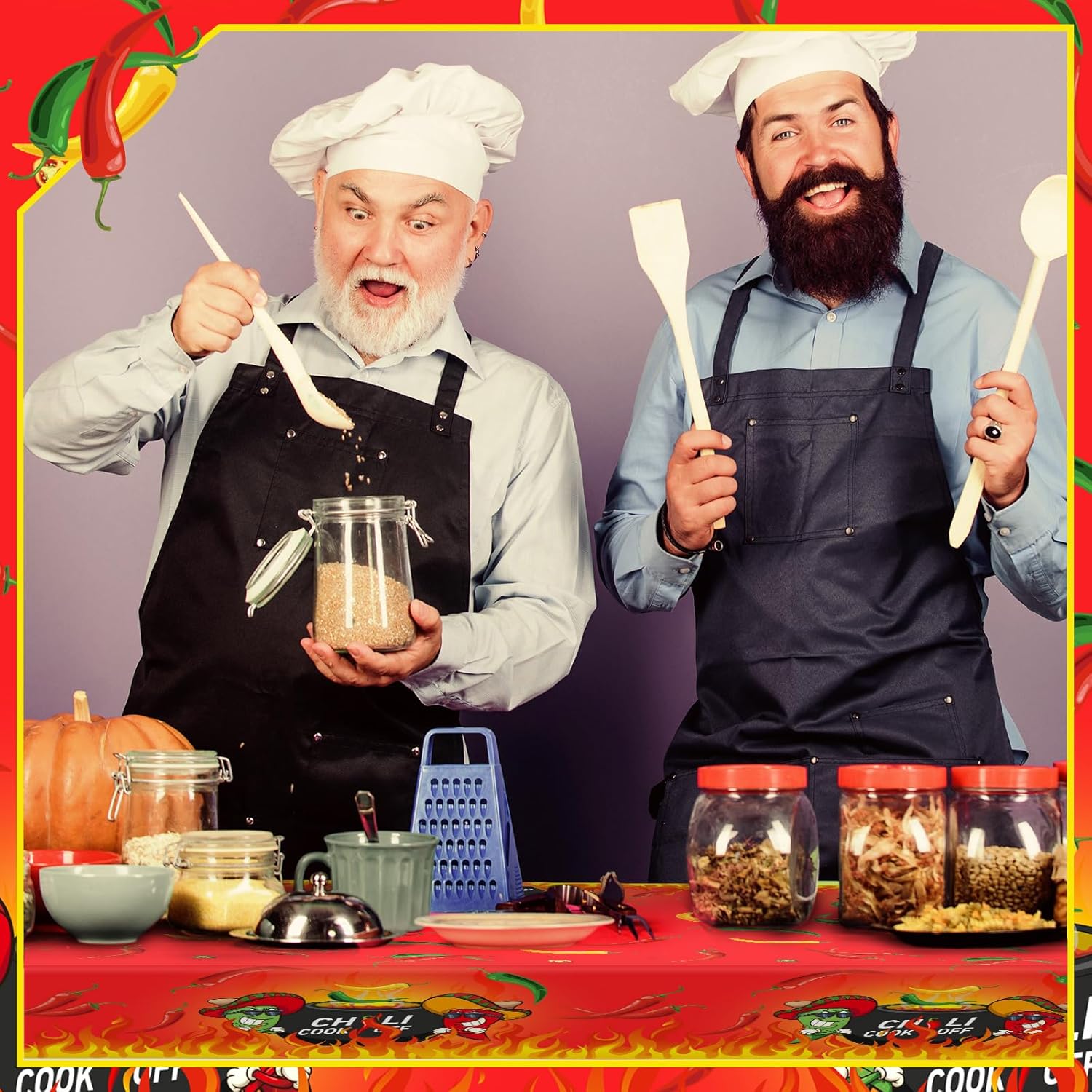 Oudain 3 Pcs Plastic Chili Cook Off Tablecloths, Chili Pepper Party Favor Supplies, Disposable Cinco De Mayo Pepper Hot Flame Table Cover for Mexican Theme Cooking Party Decor, 108 x 54 Inch - Image 5