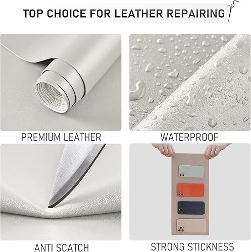 Miniatura 86 de 2 parches de reparación de cuero para muebles, parches de reparación de cuero autoadhesivo de 8.3 x 11 pulgadas, para sofá, cinta de parche