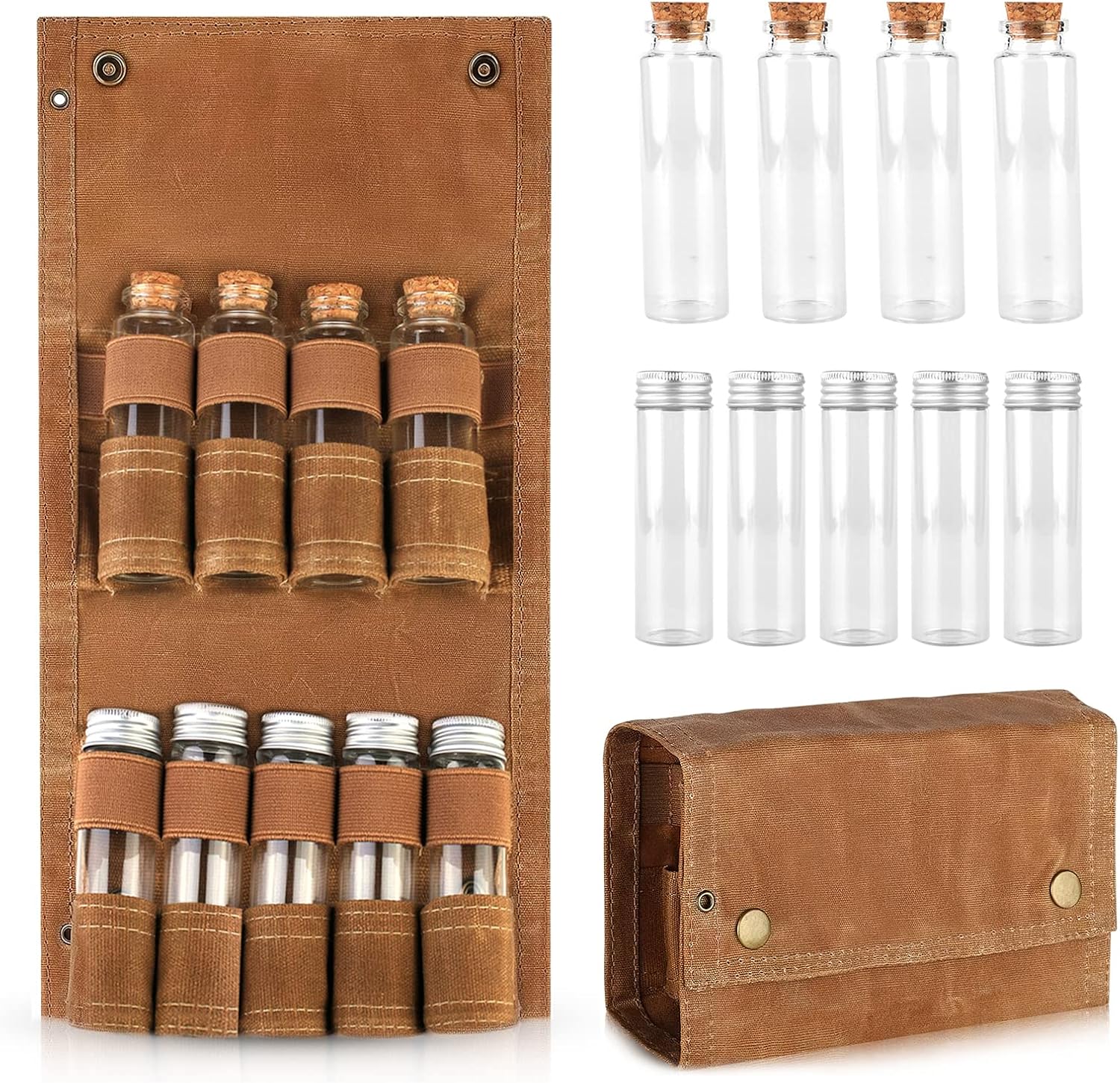 Portable Camping Spice Bag Kit Travel Spice Kit with 9 Spice Jars