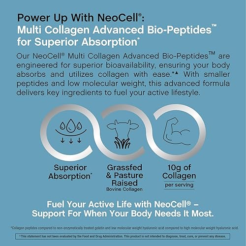 Miniatura 6 de NeoCell Polvo de biopéptidos multicolágeno  22 onzas  Avanzado con ácido hialurónico y vitamina C  10 súper tipos de colágeno  Absorción superior