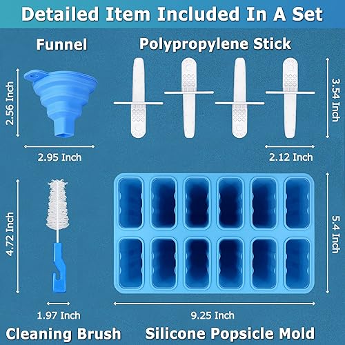 Miniatura 7 de Silicone Popsicle Molds 12-cavity DIY Ice Pop Mold for Kids Adult Teens BPA Free Ice Cream Molds for Party Yogurt Juice Smoothies Sticks
