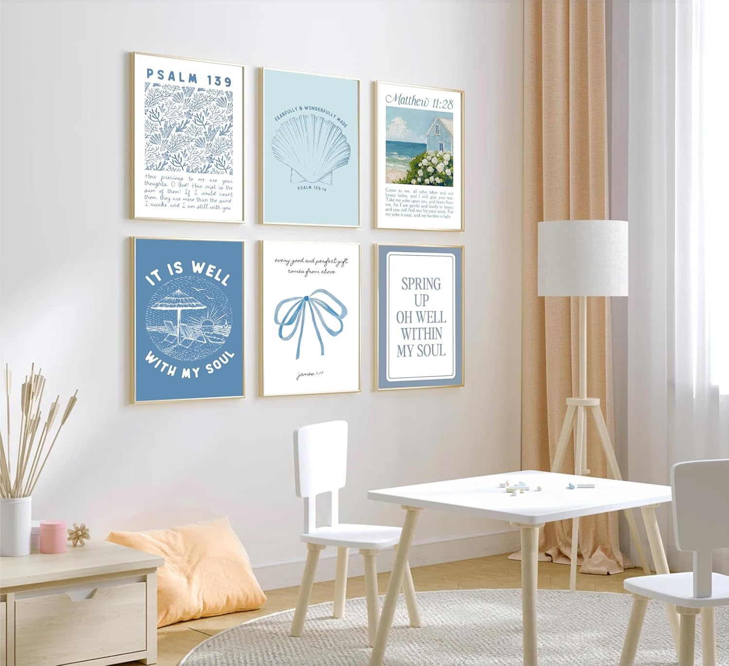 Coastal Christian Bible Canvas Wall Art Bible Verses Paintings Pictures Wall Decor Preppy Religion Aesthetics Poster Printing Artwork For Living Room Bedroom Home Decoration