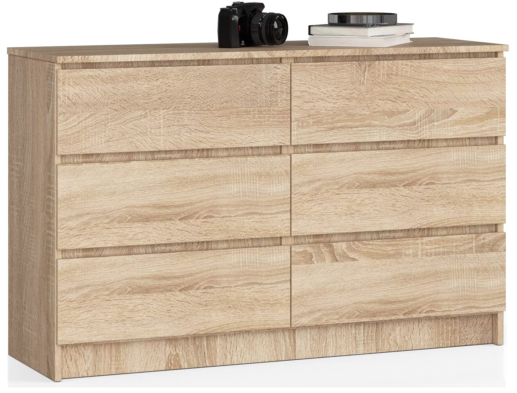Home Collective Commode de 120 cm de large avec 6 tiroirs, chambre à coucher et salon, polyvalente, pour couloir et chambre d'enfant, couleur sonoma