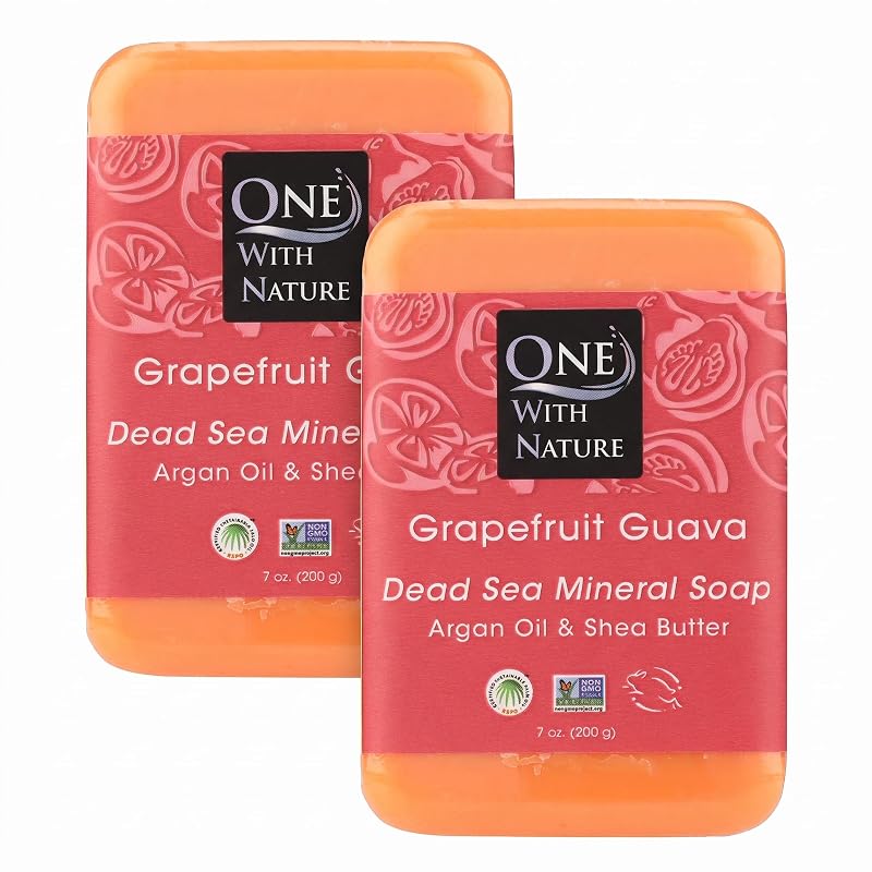Sabonete mineral do Mar Morto One With Nature Grapefruit Guava, 198 g, pacote com 2