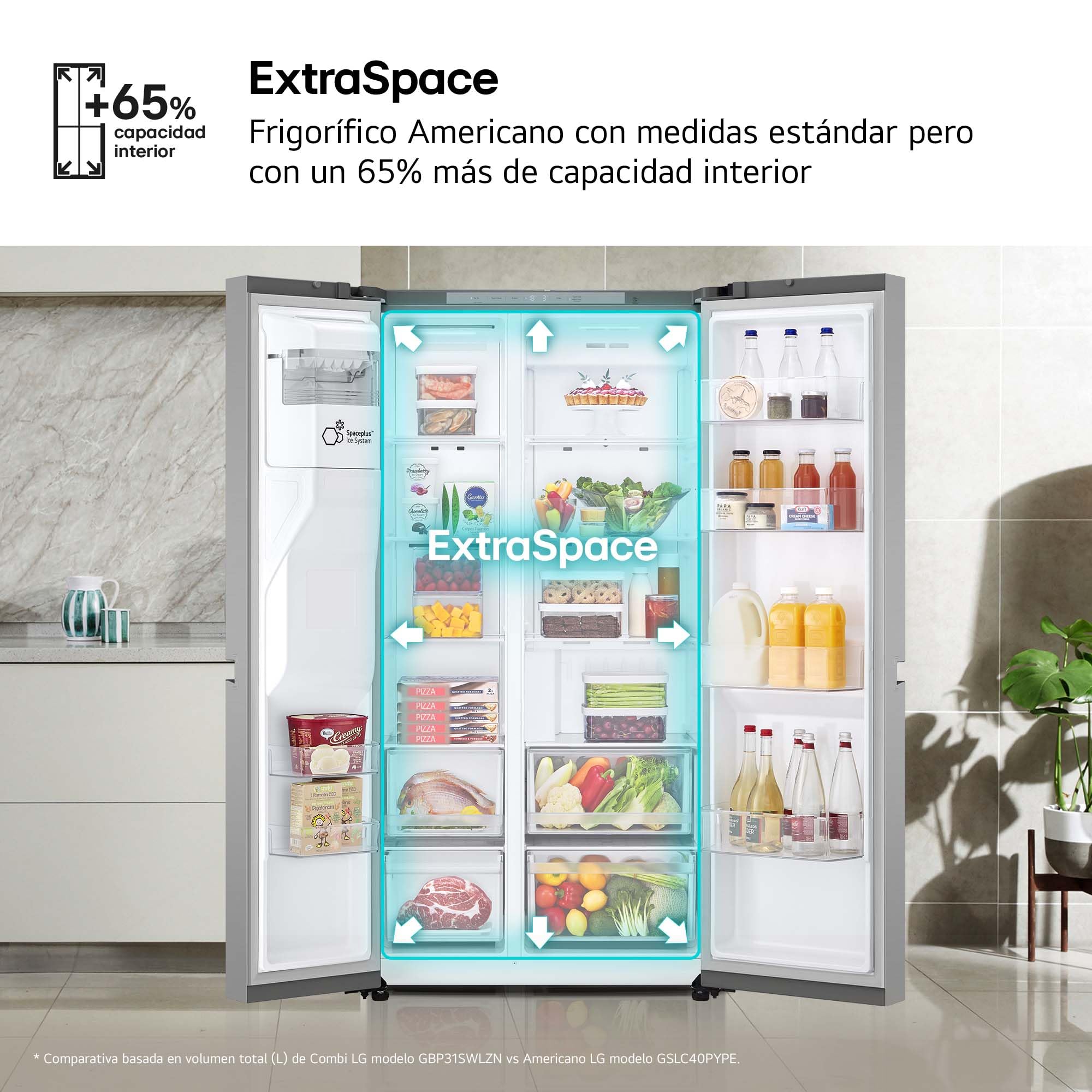 LG GSLC40PYPE - Frigorífico Side by Side, Serie 400, Clasificación E, 641 L, Inox Anihuellas