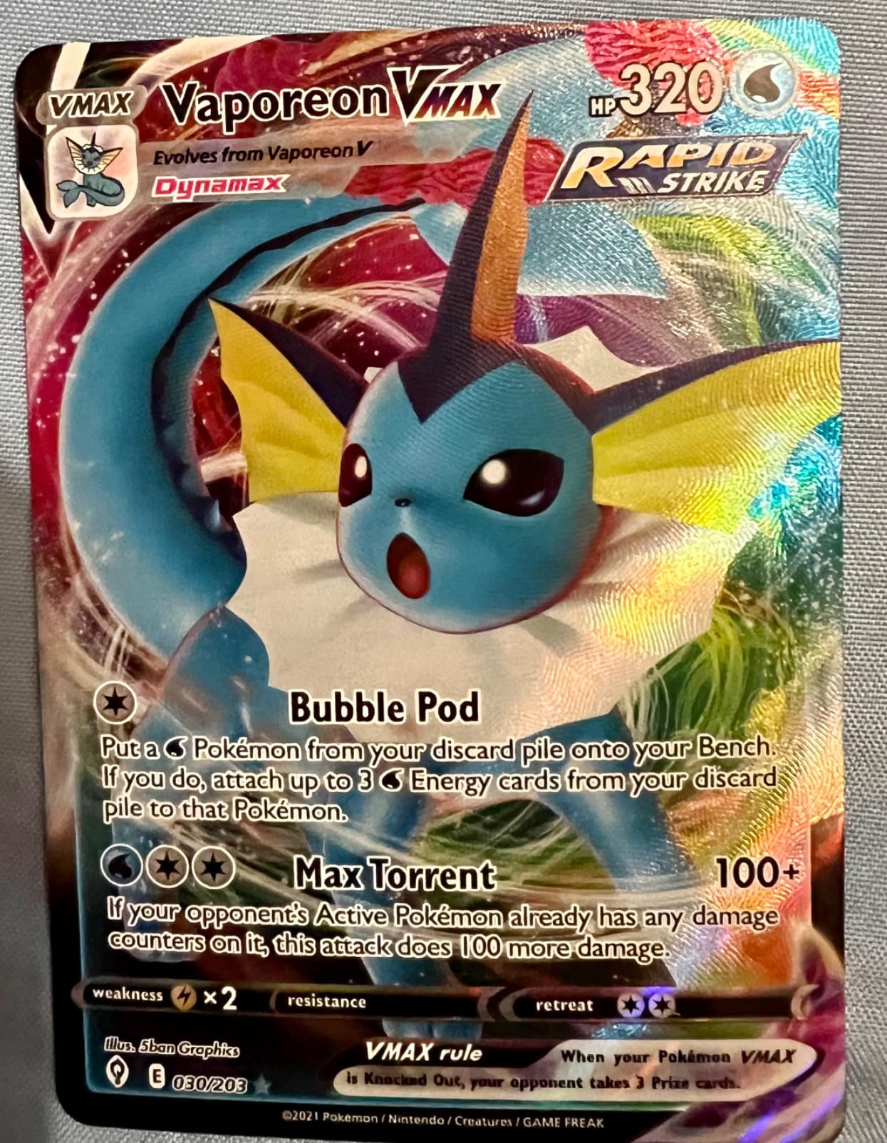Vaporeon VMAX - 030/203 - Ultra Rare - Evolving Dominican Republic | Ubuy Vaporeon VMAX - 030/203 - Ultra Rare - Evolving Dominican Republic | Ubuy